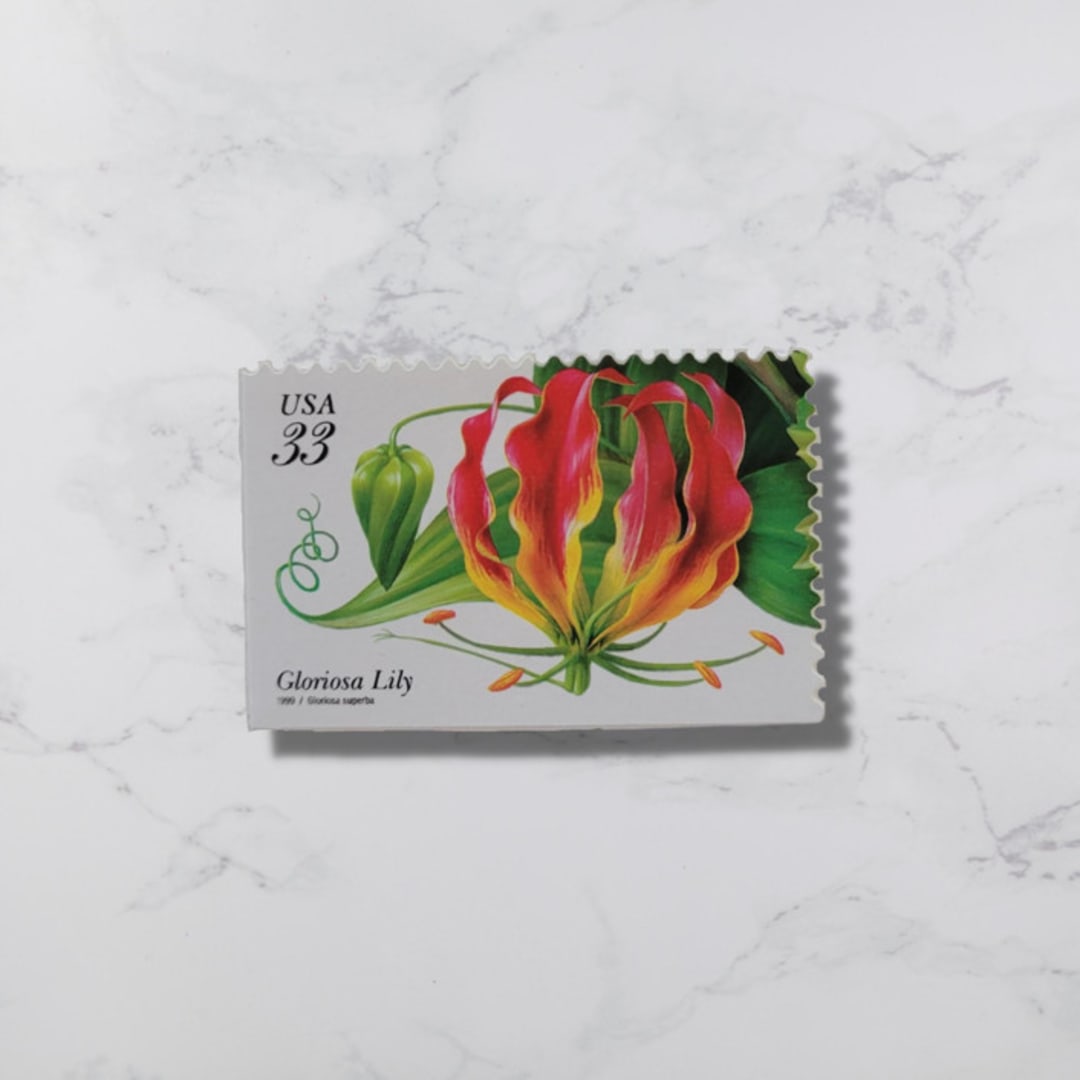 "Gloriosa Lily | Vintage Stamp, 33 cents, 1999 | 5 each" - Postage Stamps in multicolor by The Silver Stamps