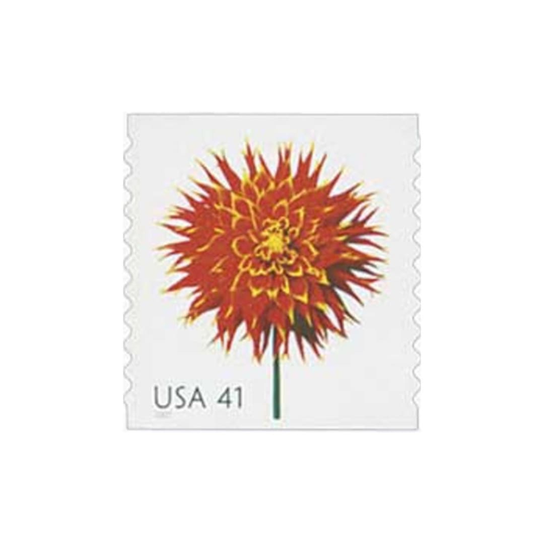 "41 Cent Orange Dahlia Postage Stamps // Set of 10 // UNUSED Vintage Stamps" - Postage Stamps in orange by Flourish Fine Writing