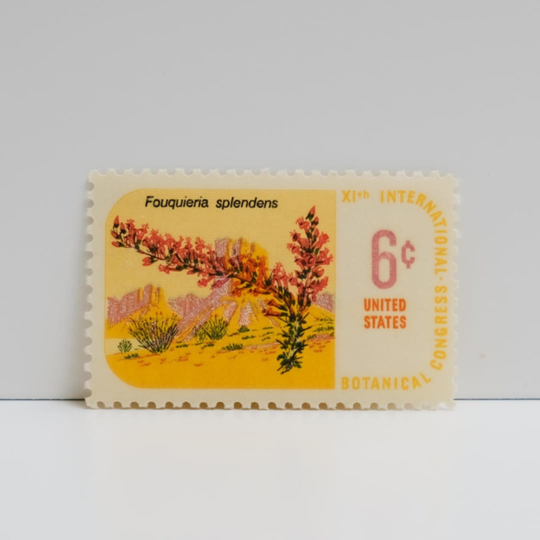 "Vintage Unused Stamps - Ocotillo, Botanical Collection, 6 cent - Set of 5" - Postage Stamps in multicolor by Tablo Post