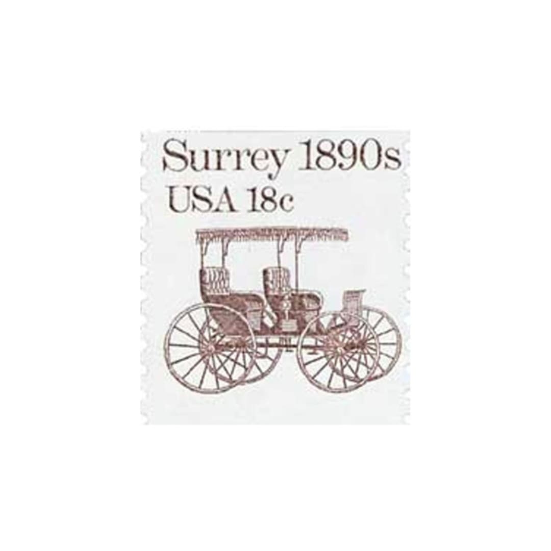 "18 Cent Surrey Carriage Postage Stamps // Set of 10 // UNUSED" - Postage Stamps in beige by Flourish Fine Writing