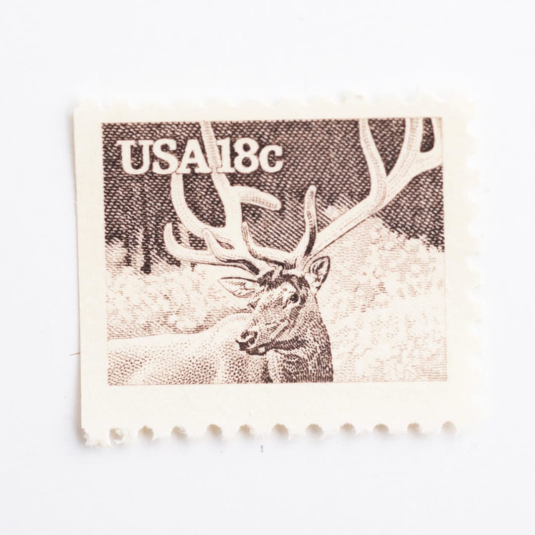 "18 Cent Elk Postage Stamps // Set of 10 // UNUSED Vintage stamps" - Postage Stamps in beige by Flourish Fine Writing