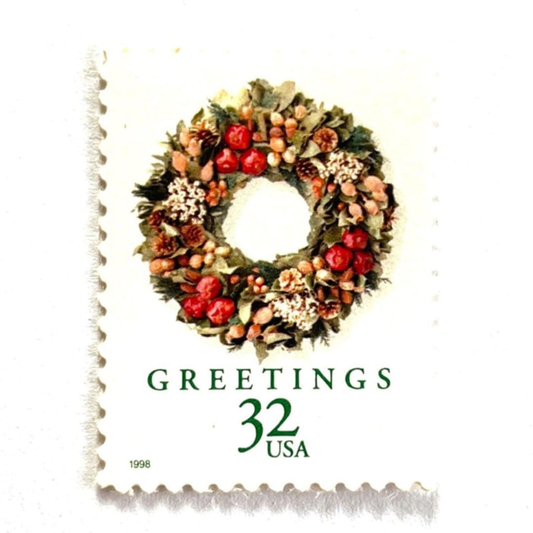 ""Victorian Wreath" Postage Stamps | Christmas Wreaths Series | Unused USPS Postage 32c | Pack of 10" - Postage Stamps in white by Heritage Post House