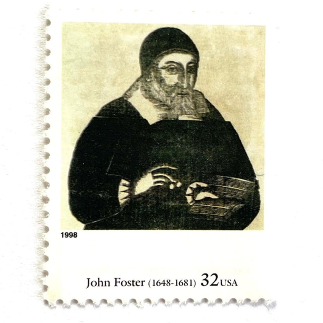 "John Foster's "Portrait of Richard Mather" Postage Stamps | Four Centuries of American Art Series | Vintage Unused USPS Postage 32c | Pack of 10" - Postage Stamps in black by Jennifer Kramer