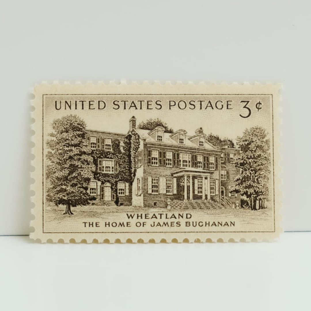 "Vintage Unused Stamps - Wheatland Buchanan, 3 cent - Set of 5" - Postage Stamps in beige by Tablo Post