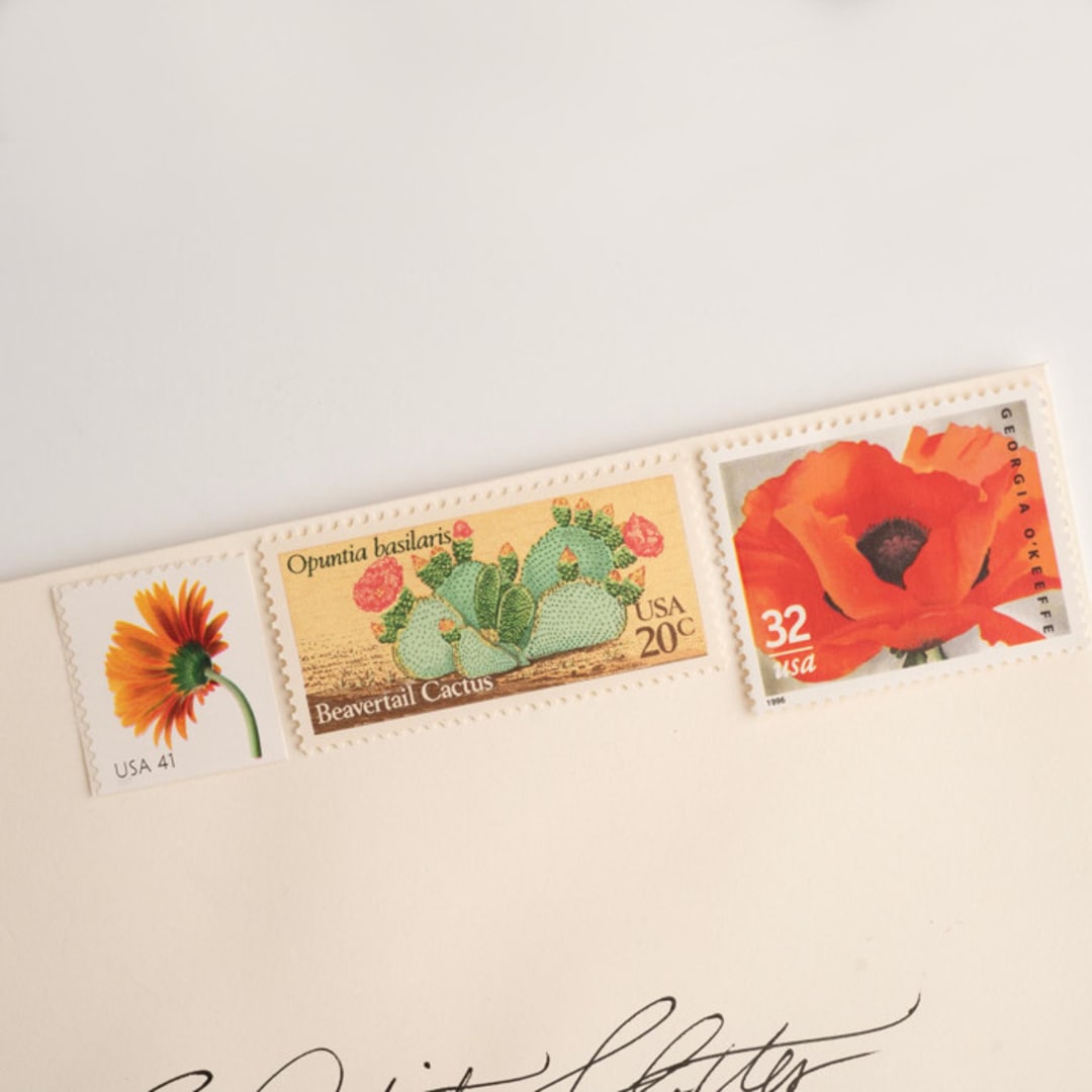 "Desert Sunset Postage Set // Set of 5 // $.93 in postage" - Postage Stamps in orange by Flourish Fine Writing
