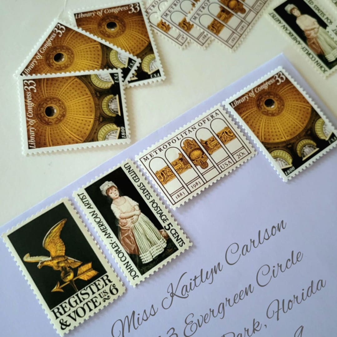 Gold & Black Vintage Postage Set | "Metropolitan Elegance" | One Ounce | Set of 5