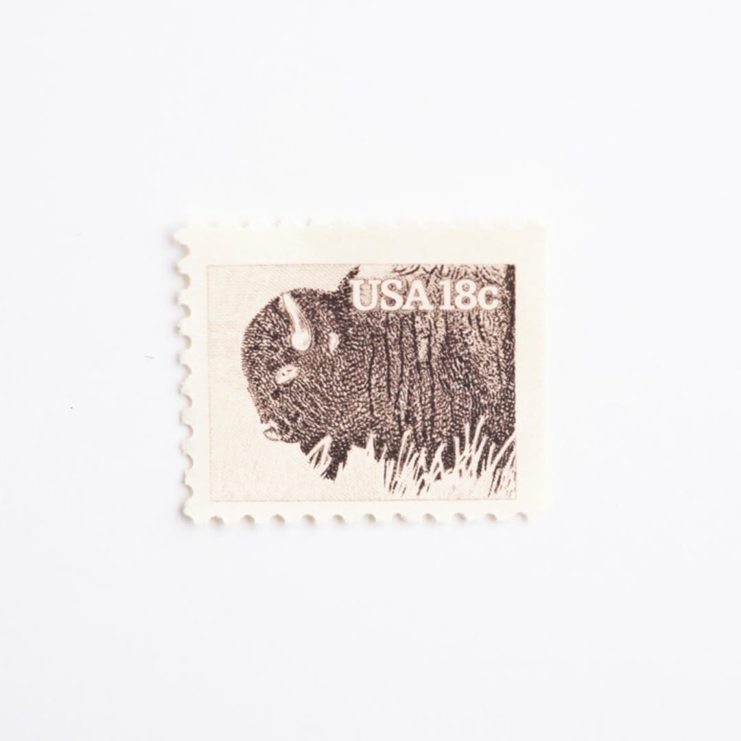 "18 Cent Bison Postage Stamps // Set of 10 // UNUSED Vintage Stamps" - Postage Stamps in beige by Flourish Fine Writing