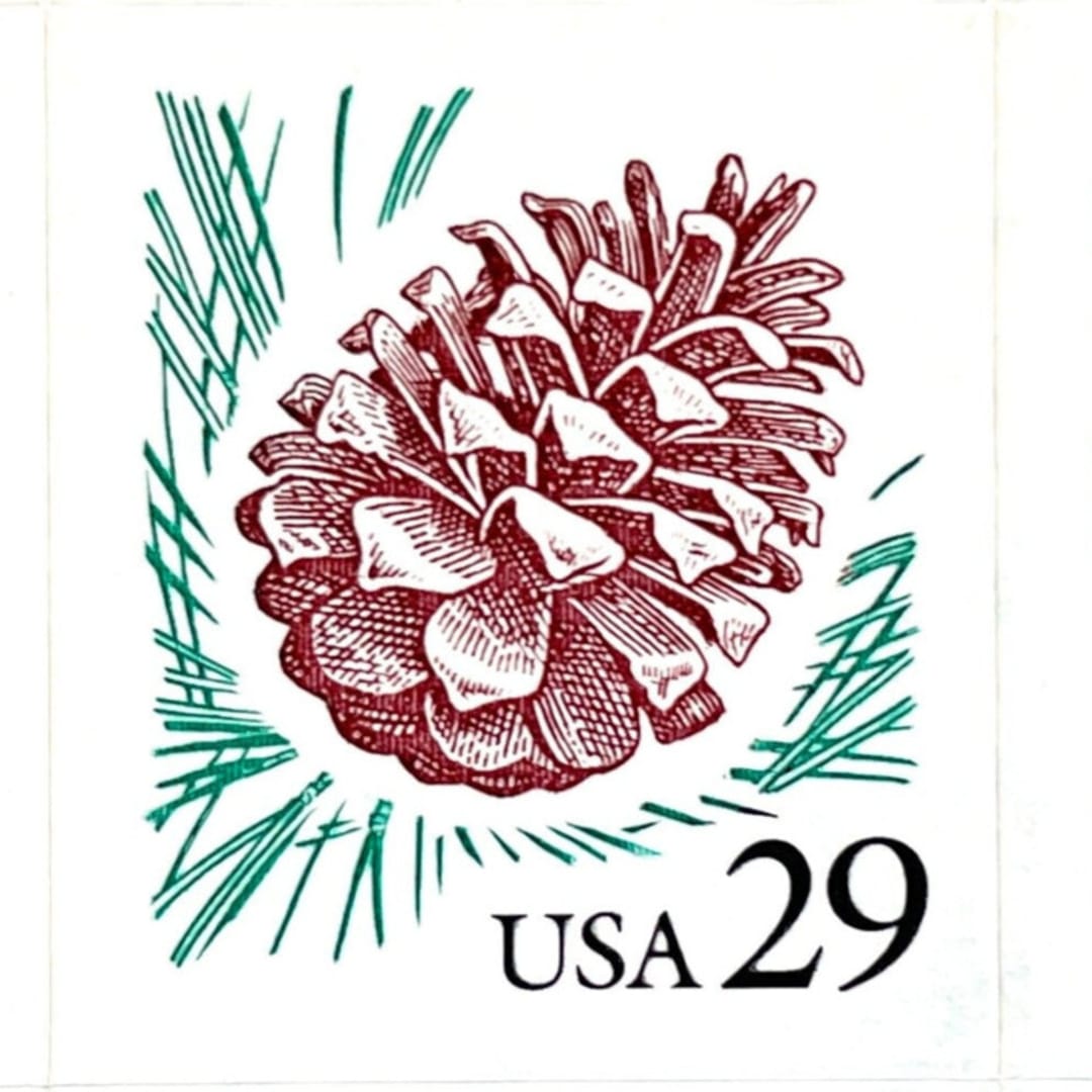 ""Pine Cone" Postage Stamps | Christmas Holidays | Flora and Fauna Series | Unused USPS Postage 29c | Pack of 10" - Postage Stamps in brown by Heritage Post House