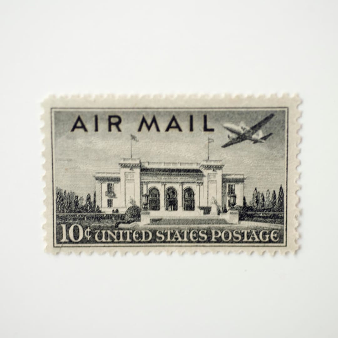 "10 Cent Pan Am Building Airmail Postage Stamps // Set of 10 // UNUSED Postage Stamps" - Postage Stamps in black by Flourish Fine Writing