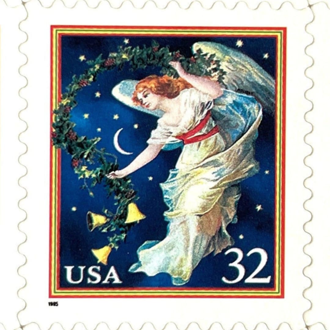 ""Midnight Angel" Postage Stamps | Christmas Issue | Unused USPS Postage 32c | Pack of 20" - Postage Stamps in blue by Jennifer Kramer