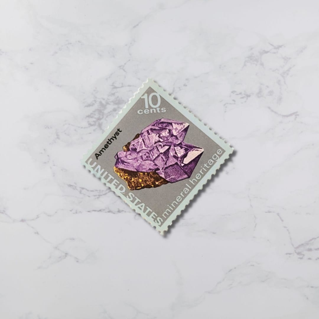 "Amethyst | Vintage Stamp, 10 cents, 1974 | 5 each" - Postage Stamps in purple by The Silver Stamps