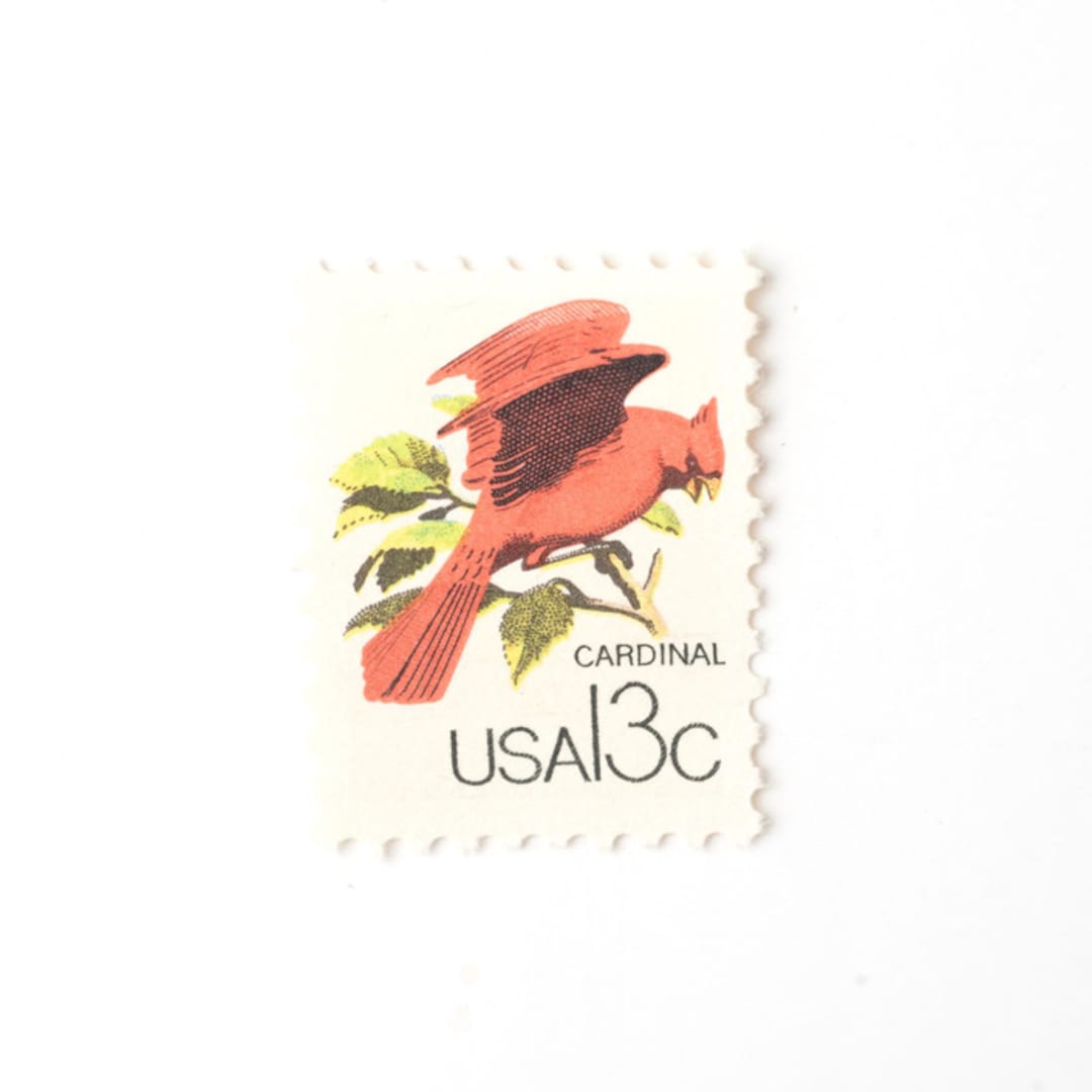 "13 Cent Red Cardinal Postage Stamps // Set of 10 // UNUSED Vintage Stamps" - Postage Stamps in red by Flourish Fine Writing