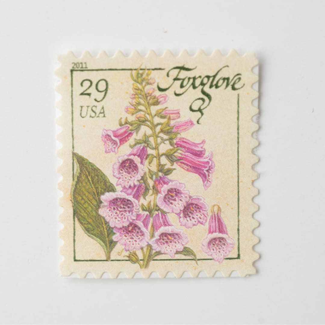 "29 Cent Foxglove Postage Stamps // Set of 5 // UNUSED Vintage Stamps" - Postage Stamps in pink by Flourish Fine Writing