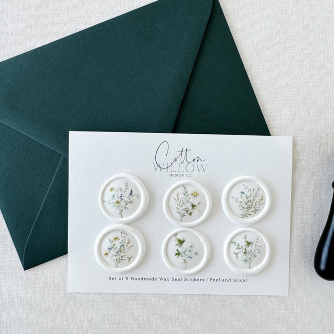 "Wildflower Blue Floral Wax Seal Self-adhesive| Set Of 6" - Wax Seals in multicolorassorted-colors by Eva Friesen