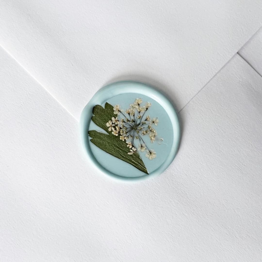 "Queen Anne's Lace Wax Seal in Mist Blue  | Pack of 10" - Wax Seals in blue by Caitlin Home