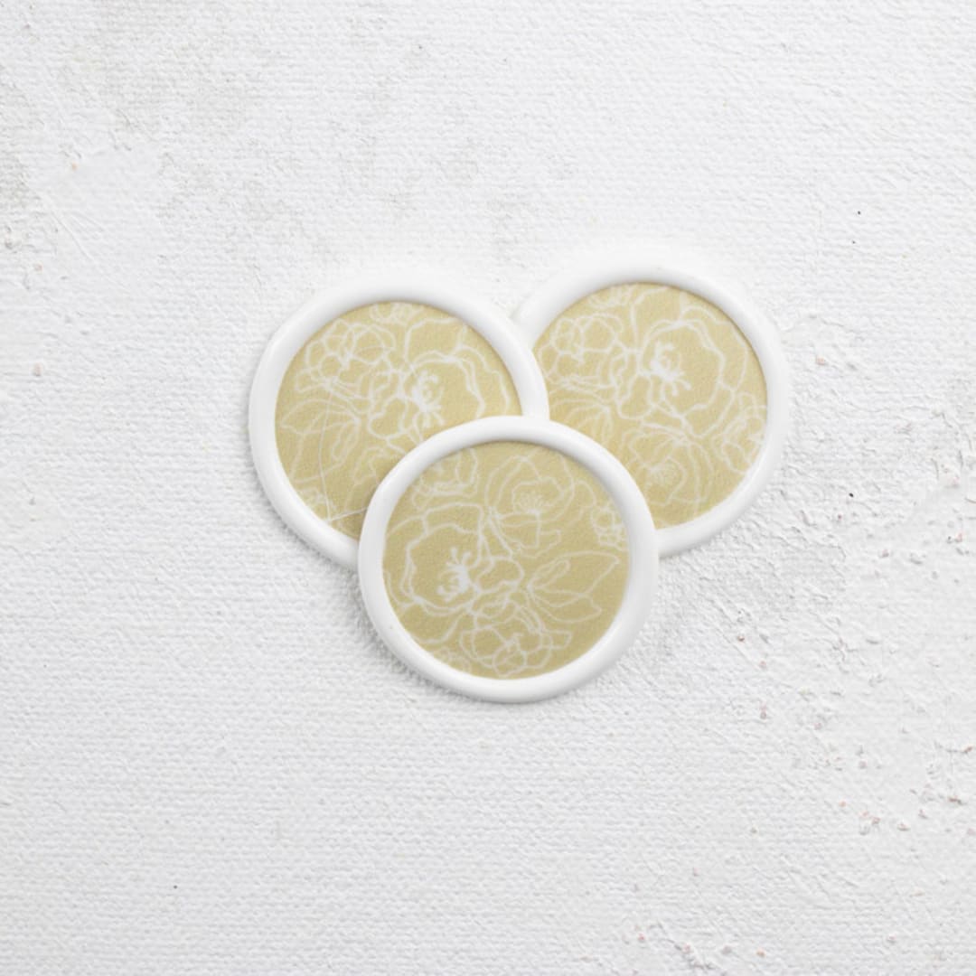 Yellow with White Floral Wax Seals | Set of 25