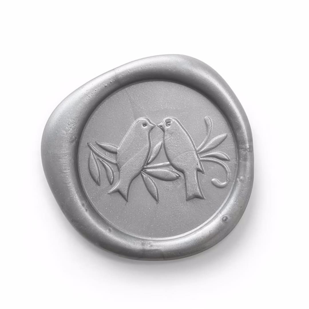 "Love Birds Wax Seal - Silver - Set of 25" - Wax Seals in silver by Papel Custom Design