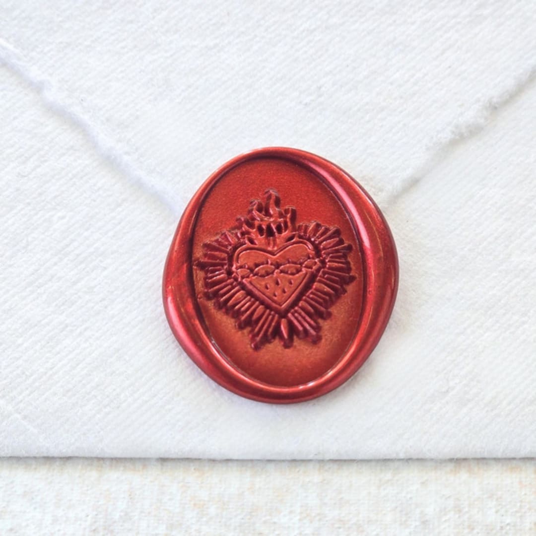 "Sacred Heart- Customizable Color- Set of 25 Hand-crafted Wax Seals" - Wax Seals in multicolor by Inkspiringletters