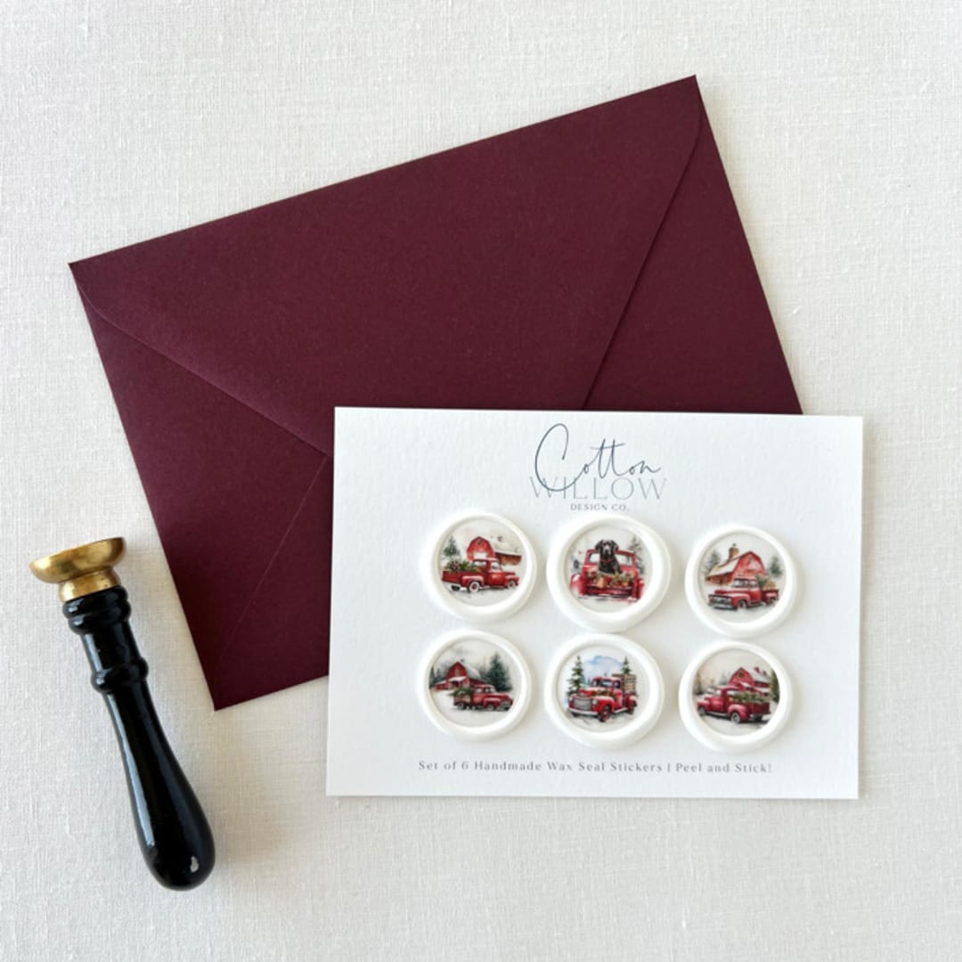 "Self-adhesive wax seal | Christmas Rustic Trucks Design | Set of 6" - Wax Seals in multicolorassorted-colors by Eva Friesen