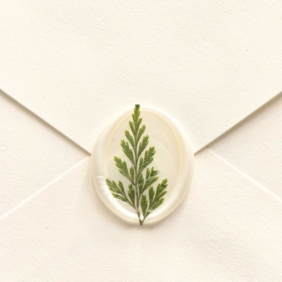 "Natural Fern- Customizable Color- Set of 25 Hand-crafted Wax Seals with Dried and Pressed Leaves" - Wax Seals in multicolor by Inkspiringletters