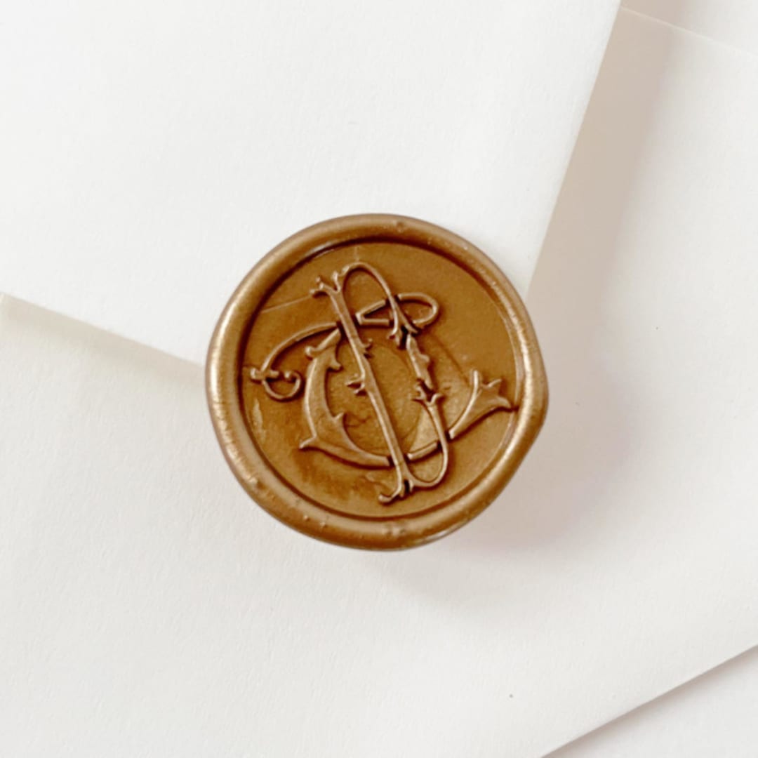 "Monogram Wax Seal Stickers | Custom Color & Initials | Self-Adhesive | Set of 10" - Wax Seals in gold by Self Stationery
