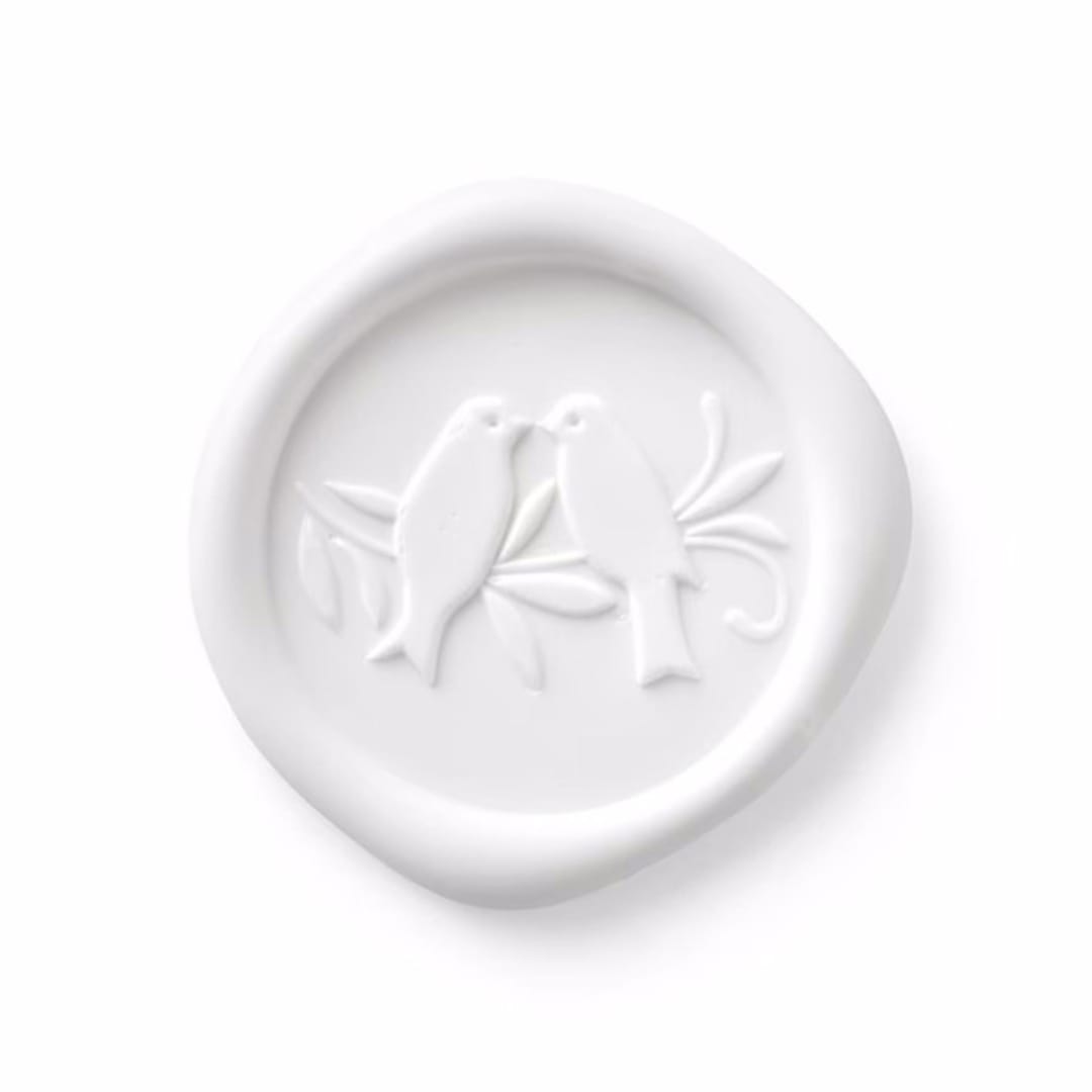 "Love Birds Wax Seal - White - Set of 25" - Wax Seals in white by Papel Custom Design