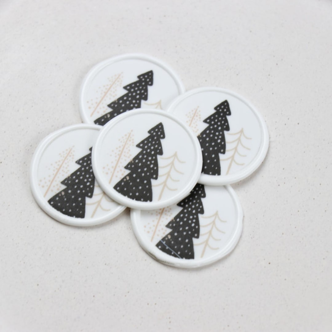"Black and Gold Christmas Tree Wax Seals | Set of 25" - Wax Seals in black by Clove and Cedar Design