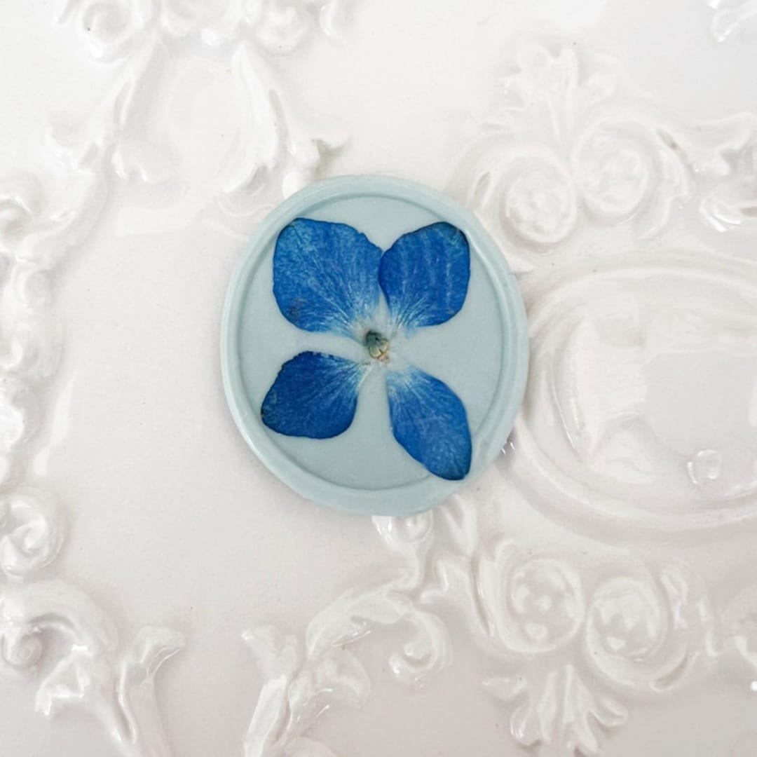 "Blue Hydrangea Wax Seal in Seafoam | Pack of 10" - Wax Seals in blue by Caitlin Home
