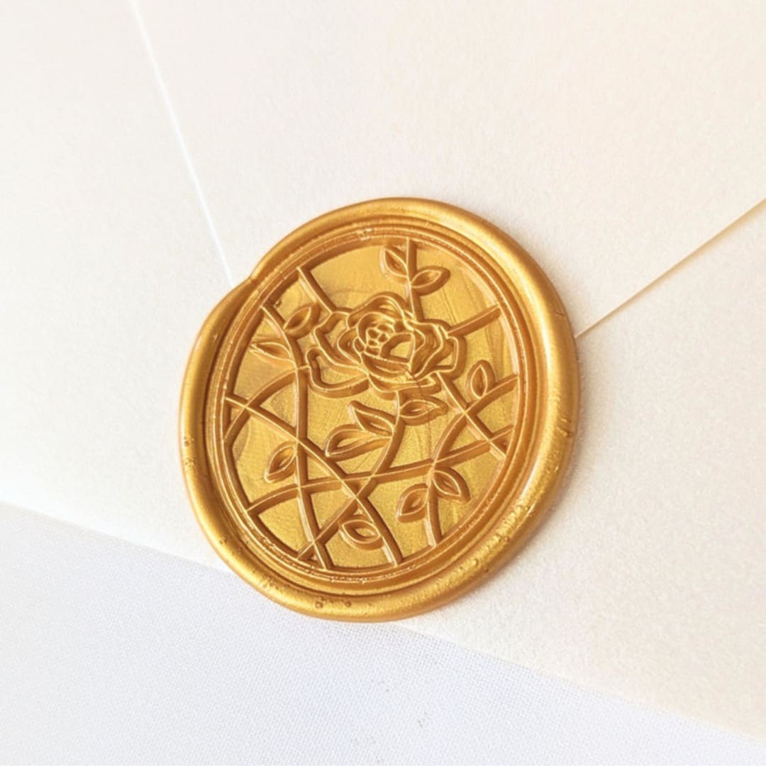 "Stained Glass Rose- Customizable Color- Set of 25 Hand-crafted Wax Seals" - Wax Seals in multicolor by Inkspiringletters