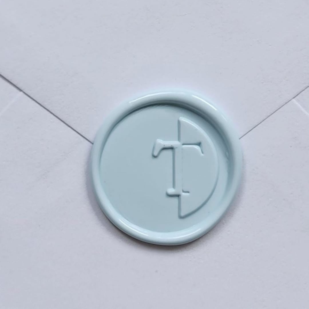 "Customizable Color "T" Monogrammed Self-adhesive Wax Seals, Set of 5" - Wax Seals in multicolorassorted-colors by MC silverlinings