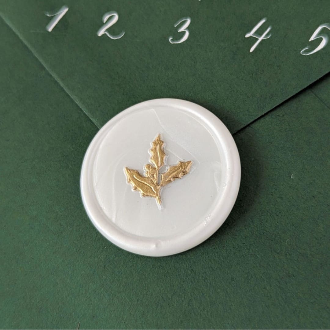 "Holly- Holiday Wax Seals- Set of 25 Hand-crafted White Wax Seals" - Wax Seals in white by Inkspiringletters