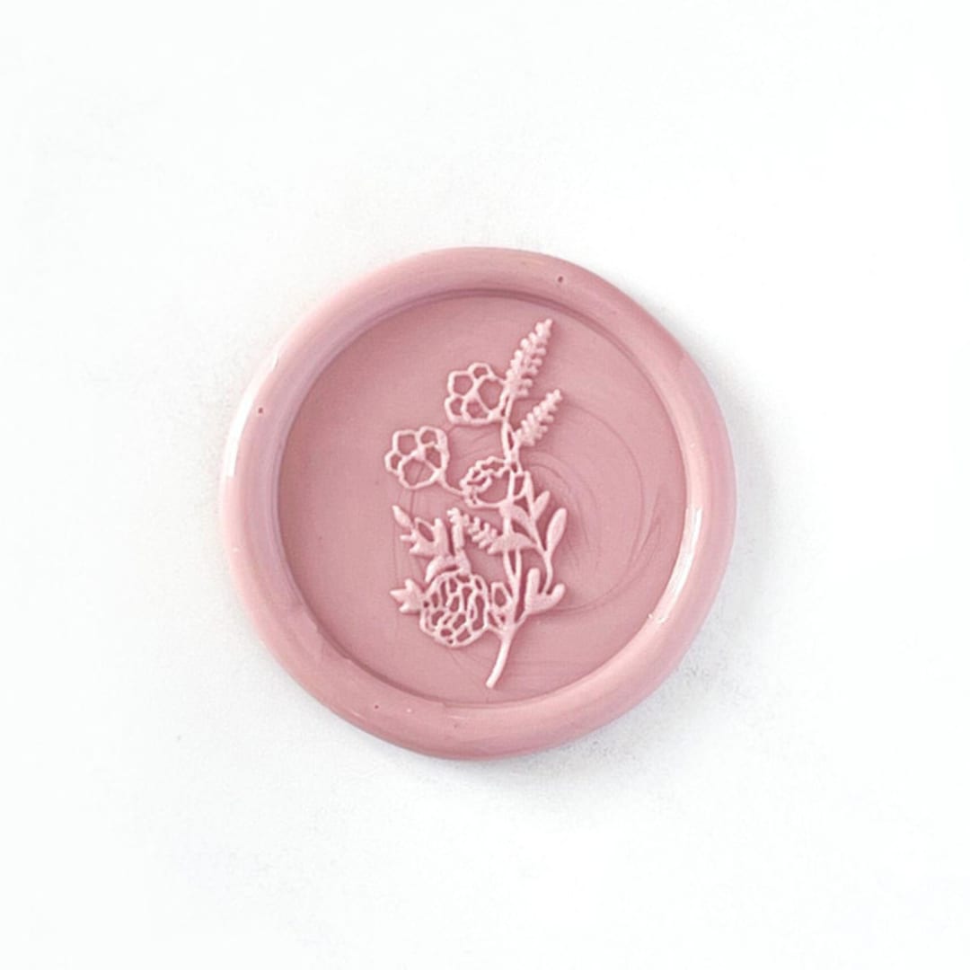 "Delicate Flower Wax Seal in Dusty Rose, Pack of 10" - Wax Seals in pink by Abby Choi