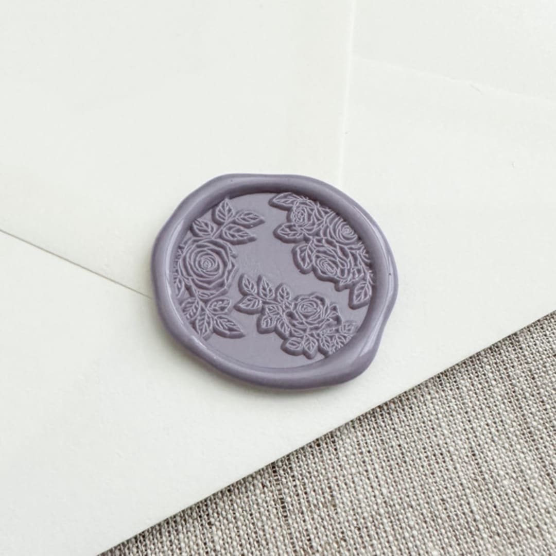 "Mauve roses wax seal stickers | Set of 10" - Wax Seals in purple by Maria Ferrer G.