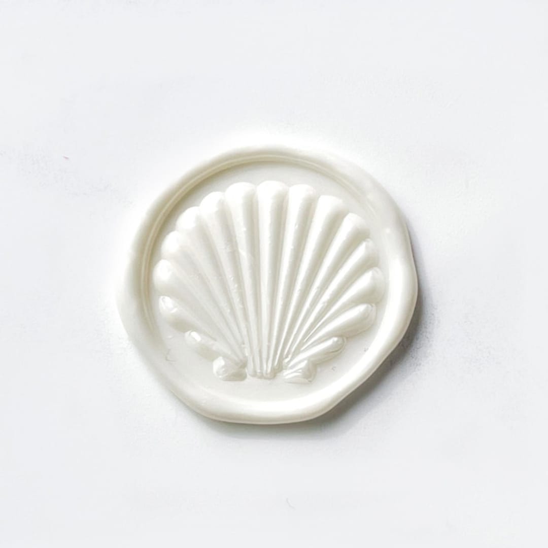 "Seashell in Pearl Pack of 10" - Wax Seals in white by Abby Choi