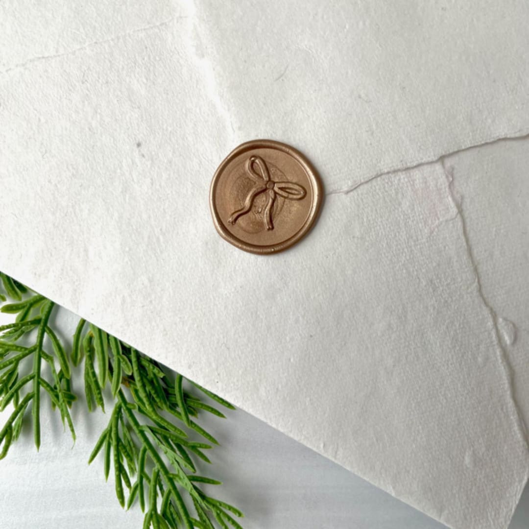 "Bow Antique Gold Wax Seal - set of 10" - Wax Seals in bronze by Honey Silks Co