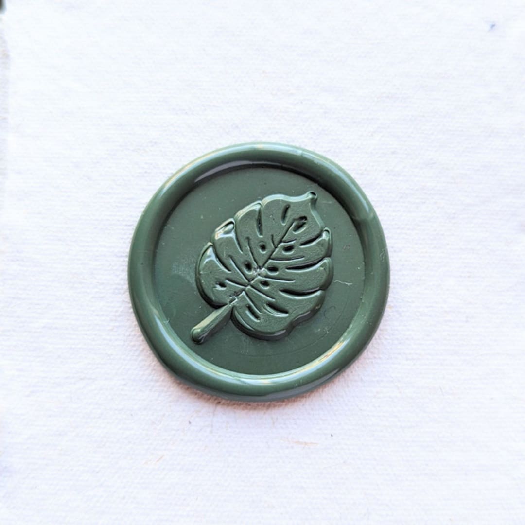 "Monstera Leaf- Customizable Color- Set of 25 Hand-crafted Wax Seals" - Wax Seals in multicolor by Inkspiringletters