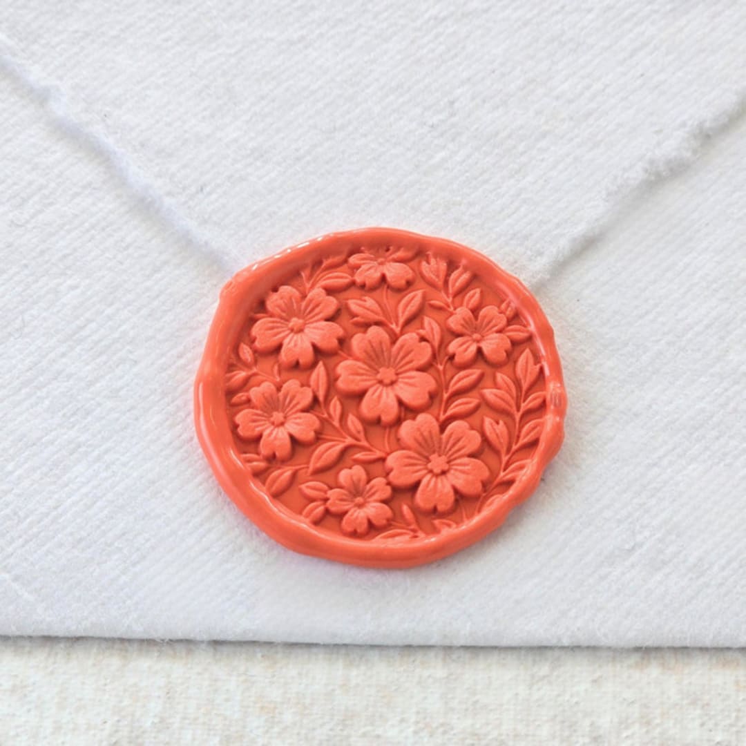 "Geranium Blossoms- Customizable Color- Set of 25 Hand-crafted Wax Seals" - Wax Seals in multicolor by Inkspiringletters