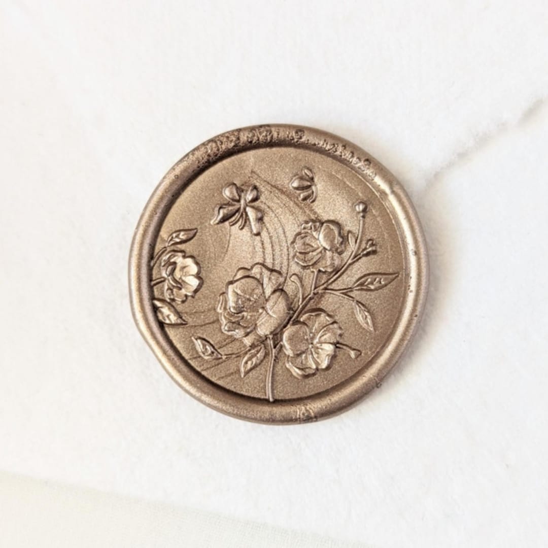 "Spring Blooms - Customizable Color- Set of 25 Hand-crafted Wax Seals" - Wax Seals in multicolor by Inkspiringletters
