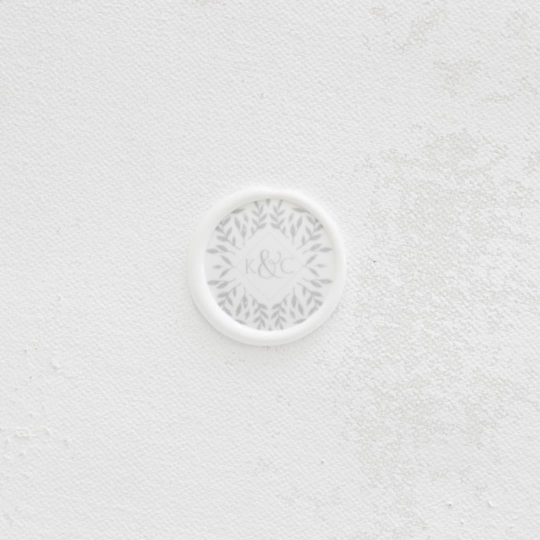 "Gray Botanical Monogram Wax Seals | Set of 50" - Wax Seals in gray by Clove and Cedar Design