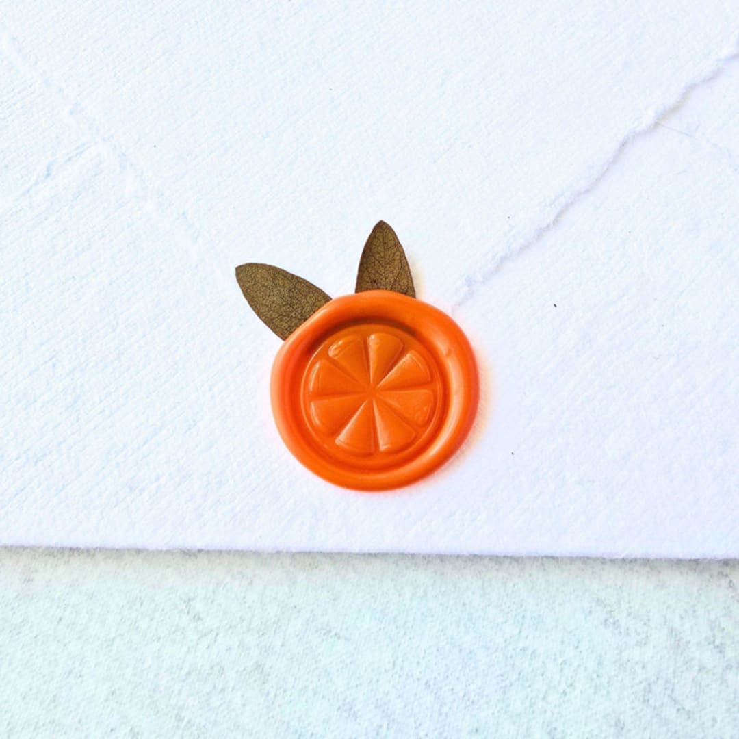 "Orange Slice- Orange Wax Seal with Dried Botanicals- Set of 25 Hand-crafted Wax Seals" - Wax Seals in orange by Inkspiringletters