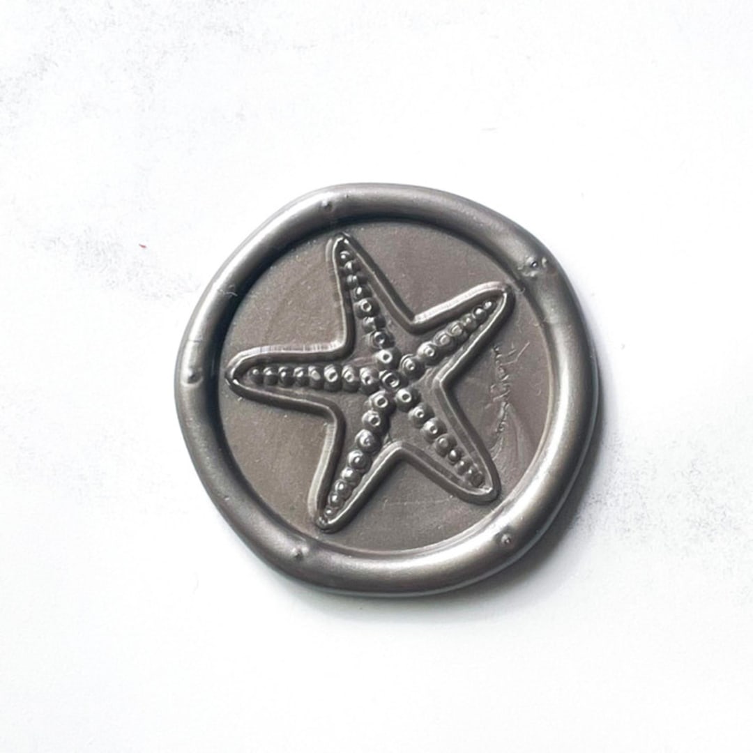"Starfish in Heirloom Pack of 10" - Wax Seals in silver by Abby Choi