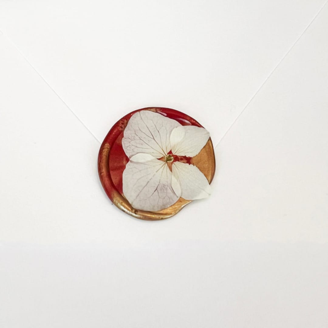 "White Hydrangea Wax Seal in Red Gold | Pack of 10" - Wax Seals in gold by Caitlin Home