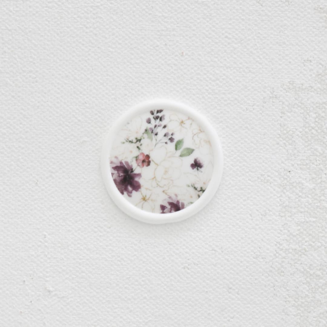 "Purple and Gold Floral Vellum Wax Seals | Set of 25" - Wax Seals in purple by Clove and Cedar Design