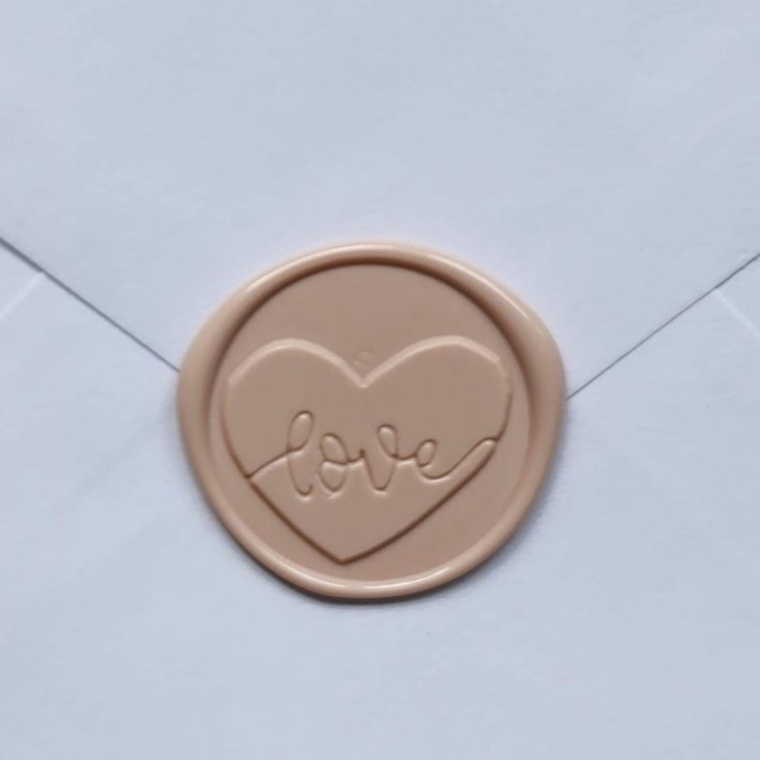 "Customizable Color Love Heart Self-adhesive Wax Seals, Set of 5" - Wax Seals in gold by MC silverlinings