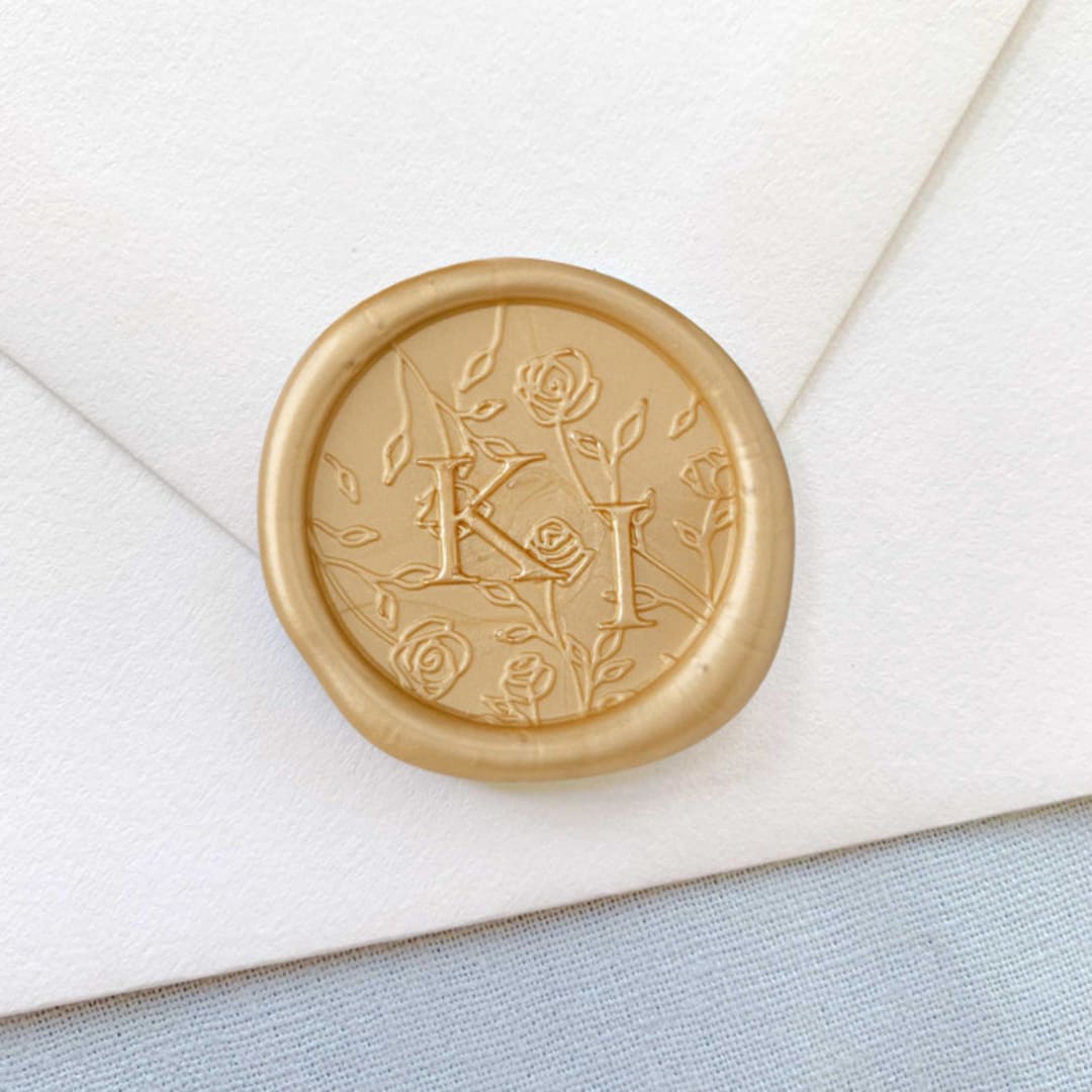 "Katherine Wax Seal (50 Pack) Personalized" - Wax Seals in gold by Sterling Stripes