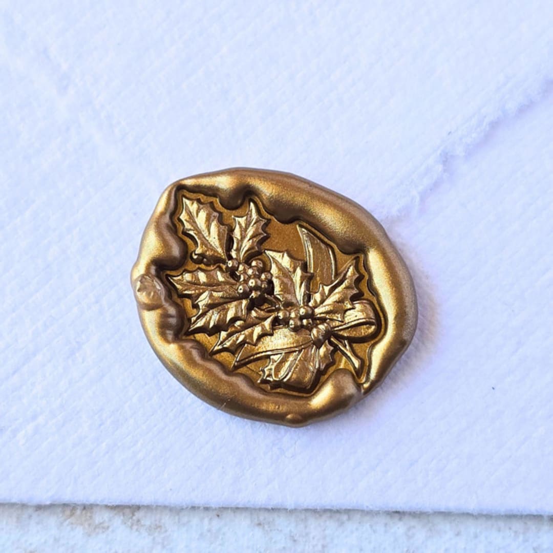 "Holly Branch- Customizable Color- Set of 25  Hand-crafted Wax Seals" - Wax Seals in multicolor by Inkspiringletters