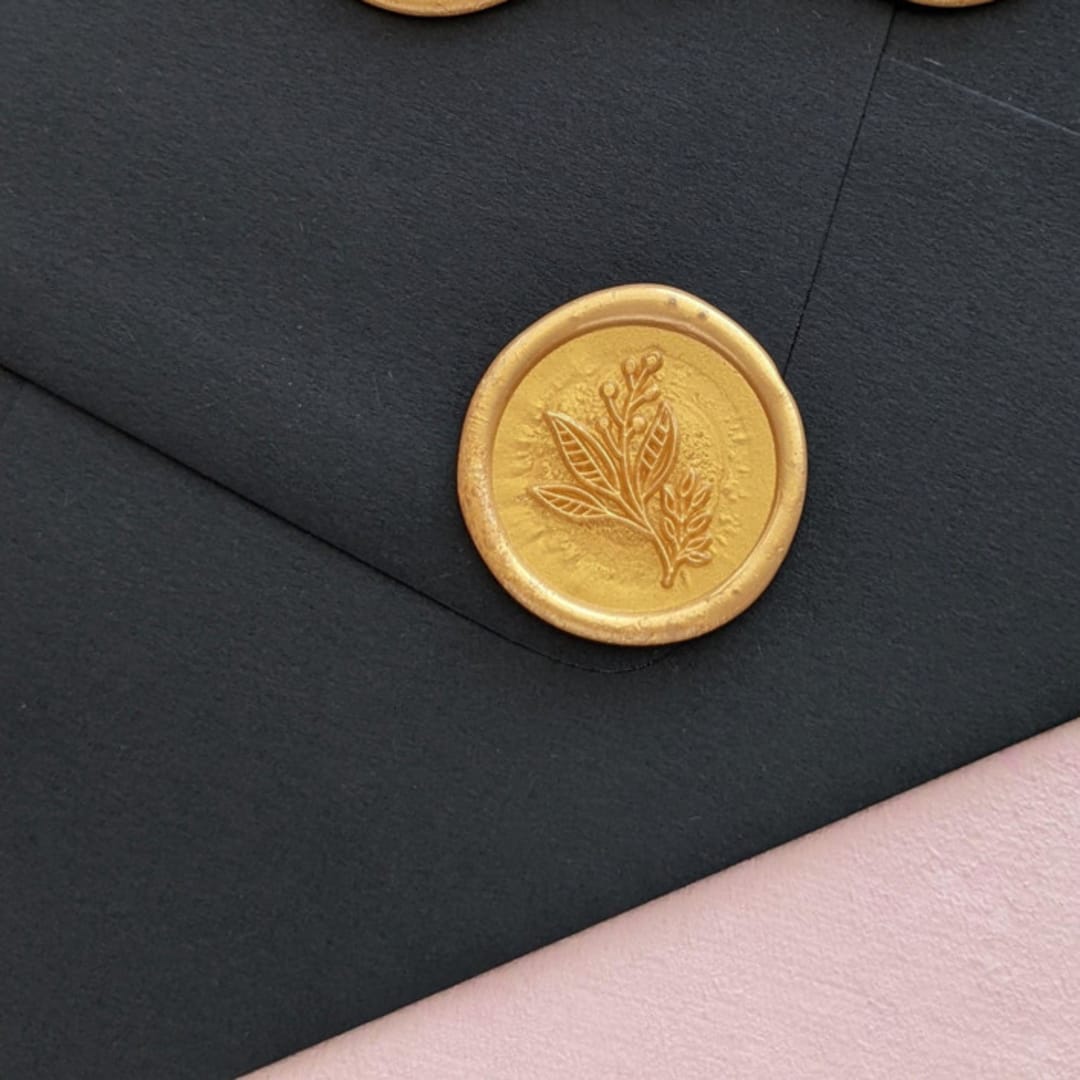 Gold Wax Seals With Eucalyptus Branch (set of 10)