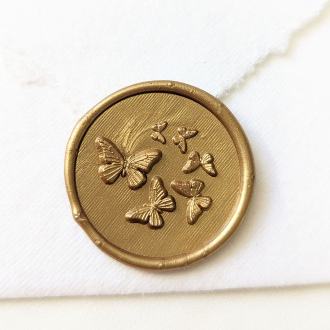 "Butterfly Garden- Customizable Color- Set of 25 Hand-crafted Wax Seals" - Wax Seals in multicolor by Inkspiringletters