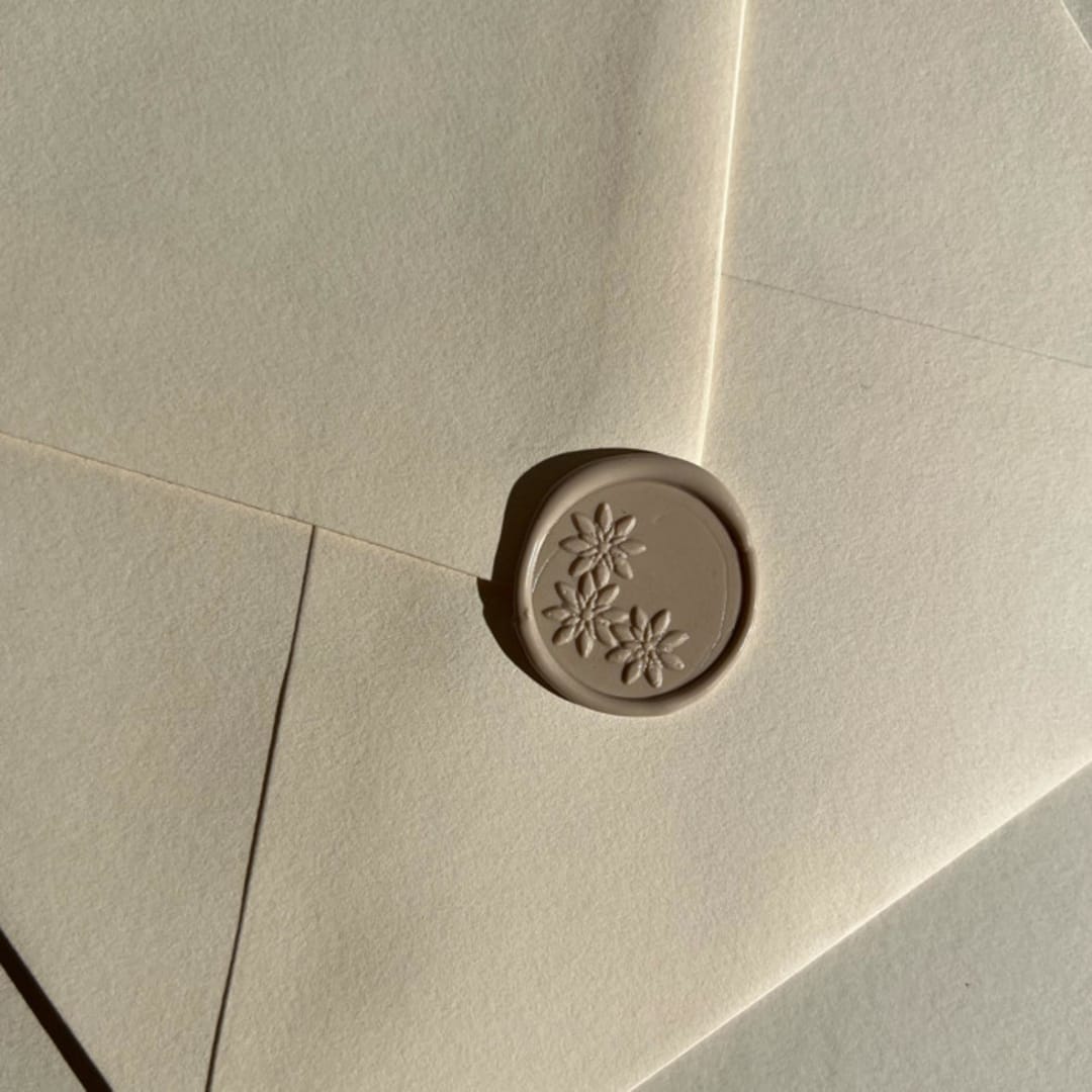 "Carrara Flora Wax Seal Stickers Pack of 10, Nude Natural" - Wax Seals in natural by Eva Tadros