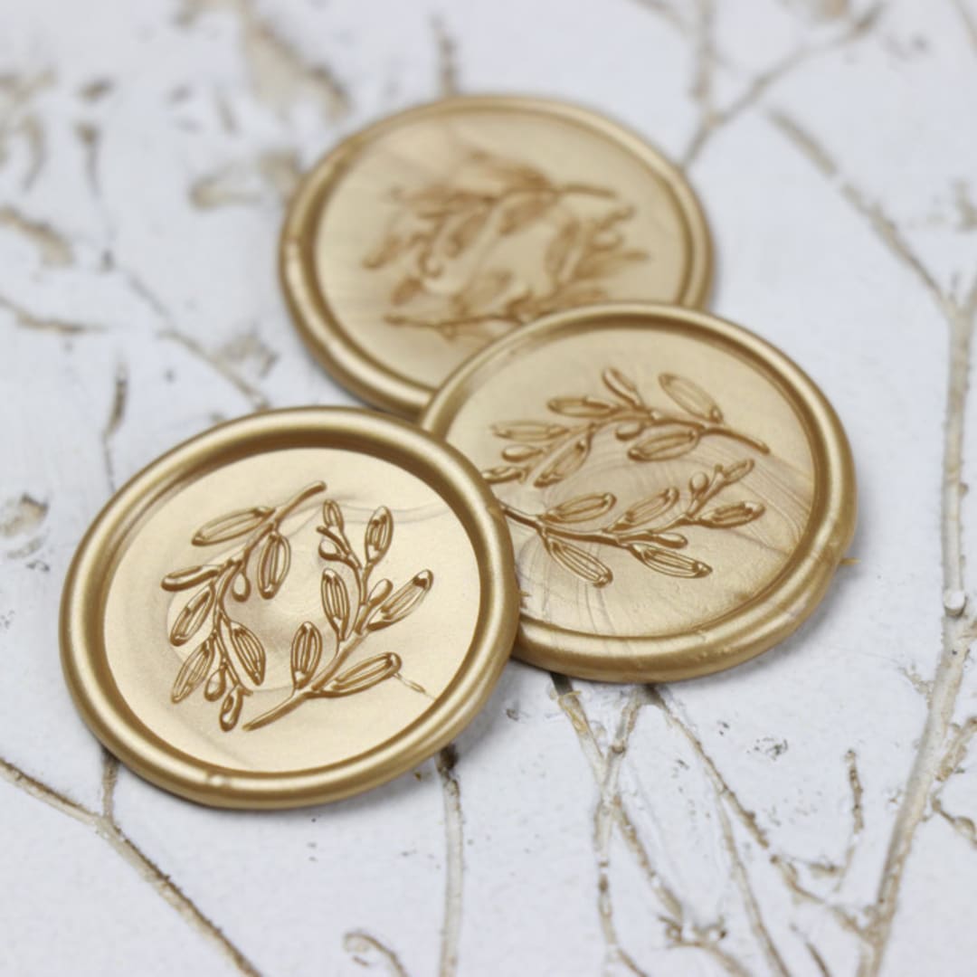 "Custom Olive Branch Wax Seals | Set of 50" - Wax Seals in multicolorassorted-colors by Clove and Cedar Design
